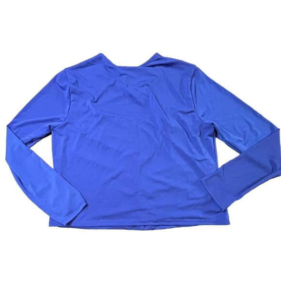 Just Polly Womens Royal Blue Ruched Long Sleeve Top 2X Polyester/Spandex Y2K - Picture 4 of 6